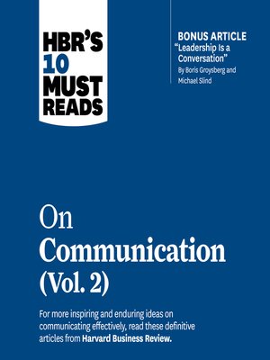 cover image of HBR's 10 Must Reads on Communication, Volume 2